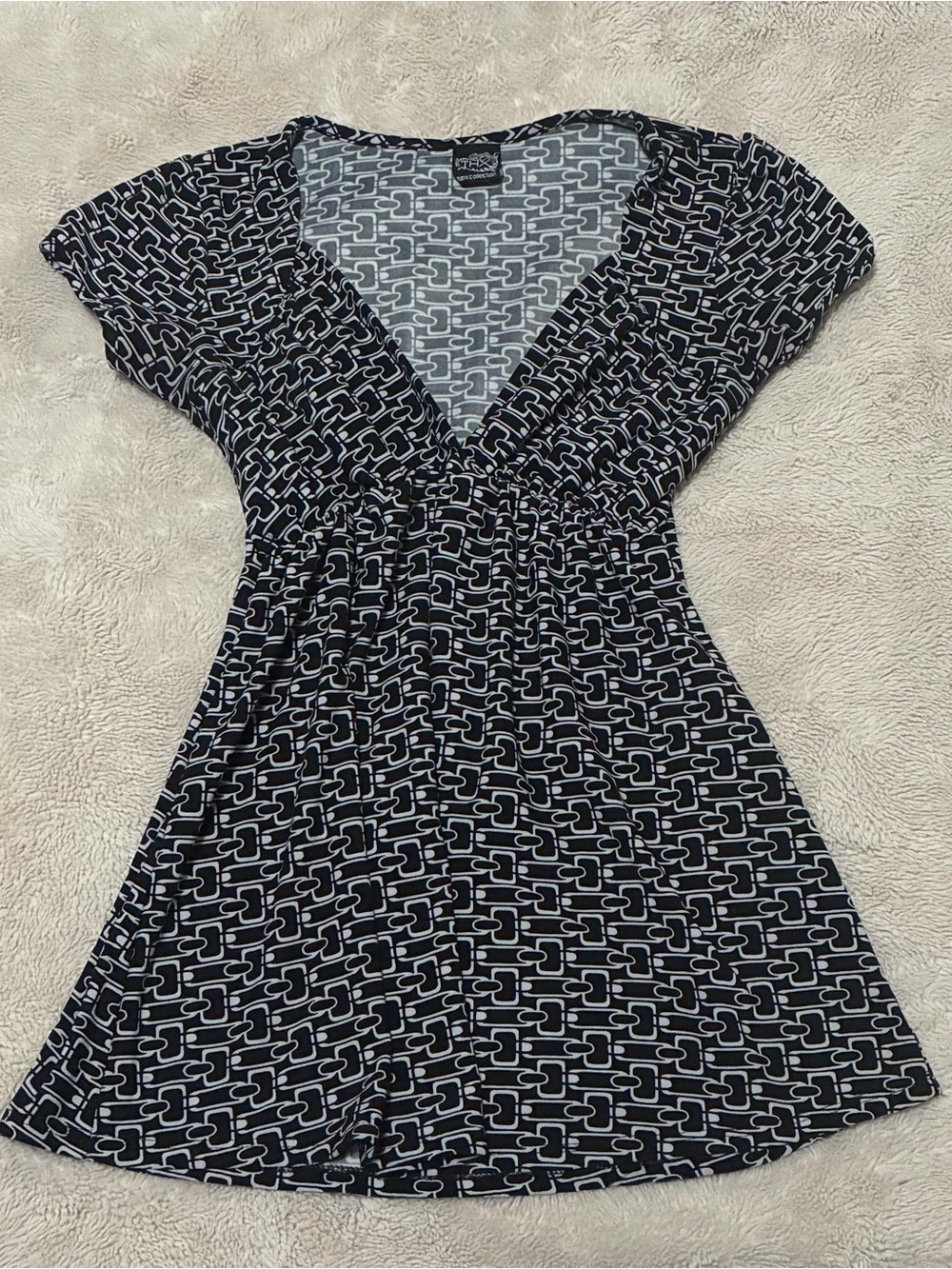 Black & White Geometric Babydoll Top